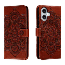 Load image into Gallery viewer, Mandala Embossing Pattern Horizontal Flip Leather Phone Case, For iPhone 16 Pro Max, For iPhone 16 Pro, For iPhone 16 Plus, For iPhone 16, For iPhone 15 Pro Max, For iPhone 15 Pro