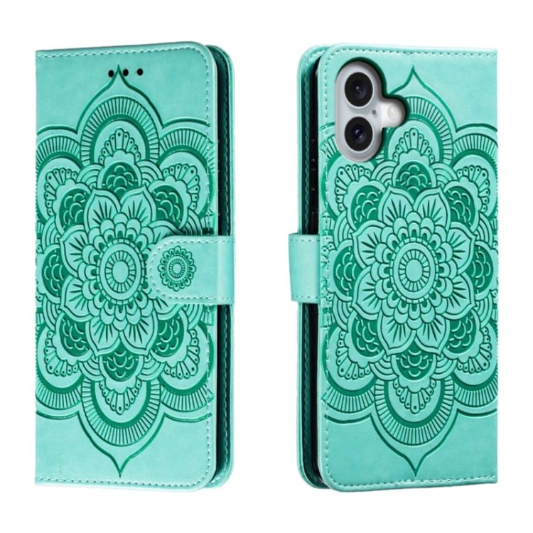 Mandala Embossing Pattern Horizontal Flip Leather Phone Case, For iPhone 16 Pro Max, For iPhone 16 Pro, For iPhone 16 Plus, For iPhone 16, For iPhone 15 Pro Max, For iPhone 15 Pro