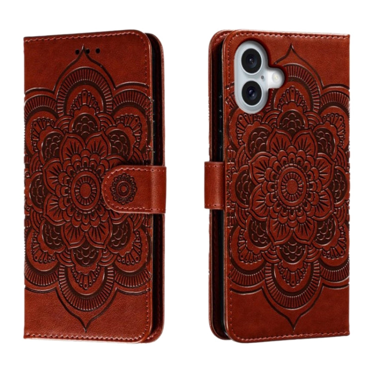 Mandala Embossing Pattern Horizontal Flip Leather Phone Case, For iPhone 16 Pro Max, For iPhone 16 Pro, For iPhone 16 Plus, For iPhone 16, For iPhone 15 Pro Max, For iPhone 15 Pro