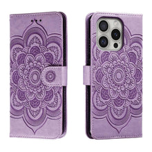 Load image into Gallery viewer, Mandala Embossing Pattern Horizontal Flip Leather Phone Case, For iPhone 16 Pro Max, For iPhone 16 Pro, For iPhone 16 Plus, For iPhone 16, For iPhone 15 Pro Max, For iPhone 15 Pro