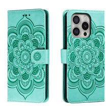 Load image into Gallery viewer, Mandala Embossing Pattern Horizontal Flip Leather Phone Case, For iPhone 16 Pro Max, For iPhone 16 Pro, For iPhone 16 Plus, For iPhone 16, For iPhone 15 Pro Max, For iPhone 15 Pro