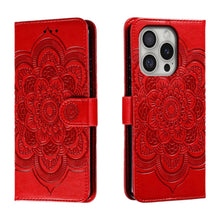 Load image into Gallery viewer, Mandala Embossing Pattern Horizontal Flip Leather Phone Case, For iPhone 16 Pro Max, For iPhone 16 Pro, For iPhone 16 Plus, For iPhone 16, For iPhone 15 Pro Max, For iPhone 15 Pro