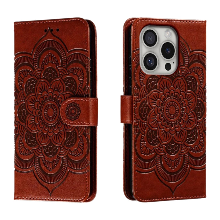 Mandala Embossing Pattern Horizontal Flip Leather Phone Case, For iPhone 16 Pro Max, For iPhone 16 Pro, For iPhone 16 Plus, For iPhone 16, For iPhone 15 Pro Max, For iPhone 15 Pro
