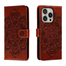 Load image into Gallery viewer, Mandala Embossing Pattern Horizontal Flip Leather Phone Case, For iPhone 16 Pro Max, For iPhone 16 Pro, For iPhone 16 Plus, For iPhone 16, For iPhone 15 Pro Max, For iPhone 15 Pro