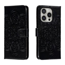 Load image into Gallery viewer, Mandala Embossing Pattern Horizontal Flip Leather Phone Case, For iPhone 16 Pro Max, For iPhone 16 Pro, For iPhone 16 Plus, For iPhone 16, For iPhone 15 Pro Max, For iPhone 15 Pro