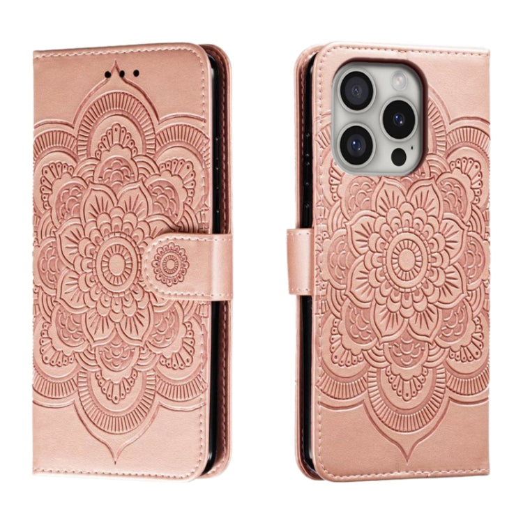 Mandala Embossing Pattern Horizontal Flip Leather Phone Case, For iPhone 16 Pro Max, For iPhone 16 Pro, For iPhone 16 Plus, For iPhone 16, For iPhone 15 Pro Max, For iPhone 15 Pro