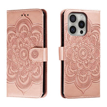 Load image into Gallery viewer, Mandala Embossing Pattern Horizontal Flip Leather Phone Case, For iPhone 16 Pro Max, For iPhone 16 Pro, For iPhone 16 Plus, For iPhone 16, For iPhone 15 Pro Max, For iPhone 15 Pro