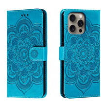 Load image into Gallery viewer, Mandala Embossing Pattern Horizontal Flip Leather Phone Case, For iPhone 16 Pro Max, For iPhone 16 Pro, For iPhone 16 Plus, For iPhone 16, For iPhone 15 Pro Max, For iPhone 15 Pro