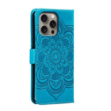 Load image into Gallery viewer, Mandala Embossing Pattern Horizontal Flip Leather Phone Case, For iPhone 16 Pro Max, For iPhone 16 Pro, For iPhone 16 Plus, For iPhone 16, For iPhone 15 Pro Max, For iPhone 15 Pro