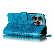 Load image into Gallery viewer, Mandala Embossing Pattern Horizontal Flip Leather Phone Case, For iPhone 16 Pro Max, For iPhone 16 Pro, For iPhone 16 Plus, For iPhone 16, For iPhone 15 Pro Max, For iPhone 15 Pro