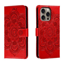 Load image into Gallery viewer, Mandala Embossing Pattern Horizontal Flip Leather Phone Case, For iPhone 16 Pro Max, For iPhone 16 Pro, For iPhone 16 Plus, For iPhone 16, For iPhone 15 Pro Max, For iPhone 15 Pro