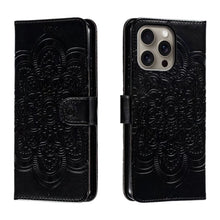 Load image into Gallery viewer, Mandala Embossing Pattern Horizontal Flip Leather Phone Case, For iPhone 16 Pro Max, For iPhone 16 Pro, For iPhone 16 Plus, For iPhone 16, For iPhone 15 Pro Max, For iPhone 15 Pro