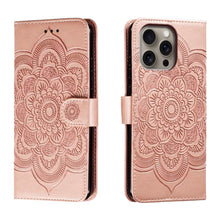 Load image into Gallery viewer, Mandala Embossing Pattern Horizontal Flip Leather Phone Case, For iPhone 16 Pro Max, For iPhone 16 Pro, For iPhone 16 Plus, For iPhone 16, For iPhone 15 Pro Max, For iPhone 15 Pro