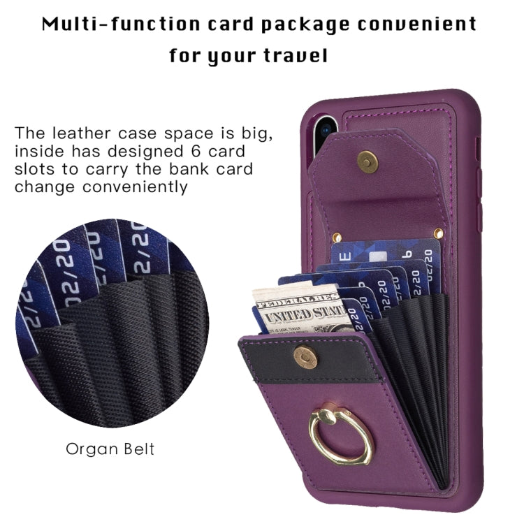BF29 Organ Card Bag Ring Holder Phone Case, For iPhone XS Max, For iPhone 8 Plus / 7 Plus