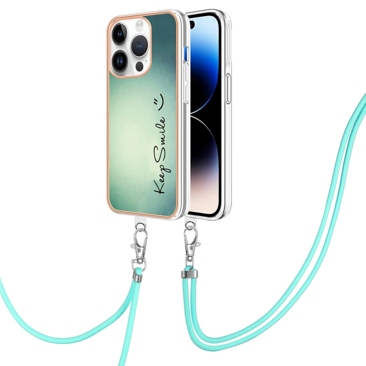 Electroplating Dual-side IMD Phone Case with Lanyard, For iPhone 15 Plus, For iPhone 15, For iPhone 14 Plus, For iPhone 14, For iPhone 14 Pro, For iPhone 14 Pro Max