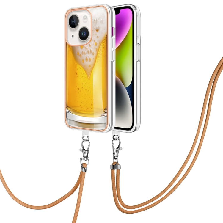 Electroplating Dual-side IMD Phone Case with Lanyard, For iPhone 15 Plus, For iPhone 15, For iPhone 14 Plus, For iPhone 14, For iPhone 14 Pro, For iPhone 14 Pro Max