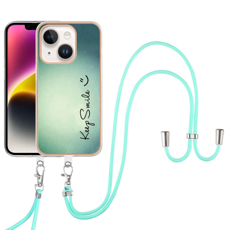 Electroplating Dual-side IMD Phone Case with Lanyard, For iPhone 15 Plus, For iPhone 15, For iPhone 14 Plus, For iPhone 14, For iPhone 14 Pro, For iPhone 14 Pro Max
