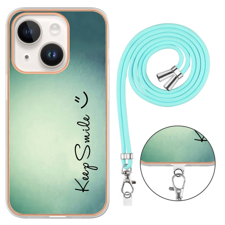 Electroplating Dual-side IMD Phone Case with Lanyard, For iPhone 15 Plus, For iPhone 15, For iPhone 14 Plus, For iPhone 14, For iPhone 14 Pro, For iPhone 14 Pro Max