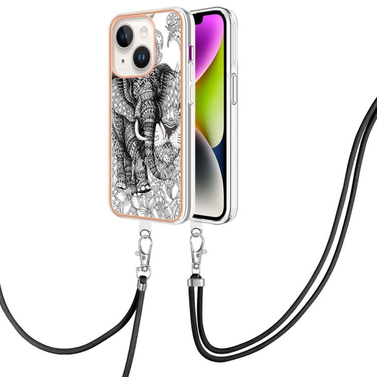 Electroplating Dual-side IMD Phone Case with Lanyard, For iPhone 15 Plus, For iPhone 15, For iPhone 14 Plus, For iPhone 14, For iPhone 14 Pro, For iPhone 14 Pro Max