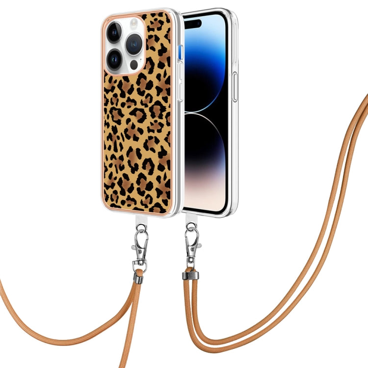 Electroplating Dual-side IMD Phone Case with Lanyard, For iPhone 15 Plus, For iPhone 15, For iPhone 14 Plus, For iPhone 14, For iPhone 14 Pro, For iPhone 14 Pro Max