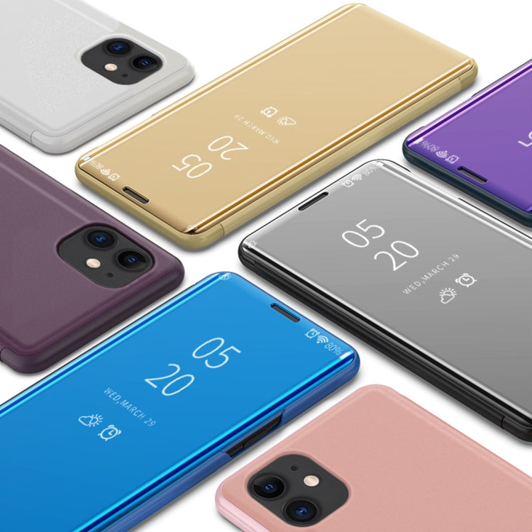 Plated Mirror Horizontal Flip Leather Case with Holder