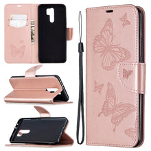 Load image into Gallery viewer, Two Butterflies Embossing Pattern Horizontal Flip Leather Case with Holder &amp; Card Slot &amp; Wallet &amp; Lanyard, For Huawei Honor 9X Lite, For Xiaomi Redmi 9