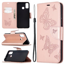 Load image into Gallery viewer, Two Butterflies Embossing Pattern Horizontal Flip Leather Case with Holder &amp; Card Slot &amp; Wallet &amp; Lanyard, For Huawei Honor 9X Lite, For Xiaomi Redmi 9
