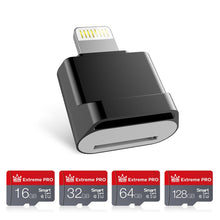 Load image into Gallery viewer, MicroDrive 8pin To TF Card Adapter Mini iPhone &amp; iPad TF Card Reader, Card Reader, 16GB, 32GB, 64GB, 128GB, 256GB