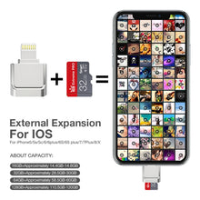 Load image into Gallery viewer, MicroDrive 8pin To TF Card Adapter Mini iPhone &amp; iPad TF Card Reader, Card Reader, 16GB, 32GB, 64GB, 128GB, 256GB