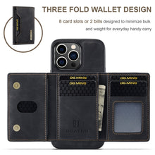Load image into Gallery viewer, DG.MING M2 Series 3-Fold Card Bag Wallet Leather Phone Case, For iPhone 15 Pro Max, For iPhone 15 Pro, For iPhone 15 Plus, For iPhone 15
