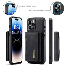 Load image into Gallery viewer, DG.MING M2 Series 3-Fold Card Bag Wallet Leather Phone Case, For iPhone 15 Pro Max, For iPhone 15 Pro, For iPhone 15 Plus, For iPhone 15