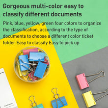 Load image into Gallery viewer, Deli 8556ES60pcs / Box Colorful Binder Clip Bill Clip Dovetail Clip Metal Iron Bill Clip, 15mm x 60pcs / Box, 19mm x 40pcs / Box