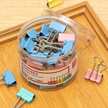 Load image into Gallery viewer, Deli 8556ES60pcs / Box Colorful Binder Clip Bill Clip Dovetail Clip Metal Iron Bill Clip, 15mm x 60pcs / Box, 19mm x 40pcs / Box