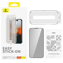 Load image into Gallery viewer, Baseus Sapphire Series Dustproof Peep-proof Tempered Glass Film, For iPhone 15