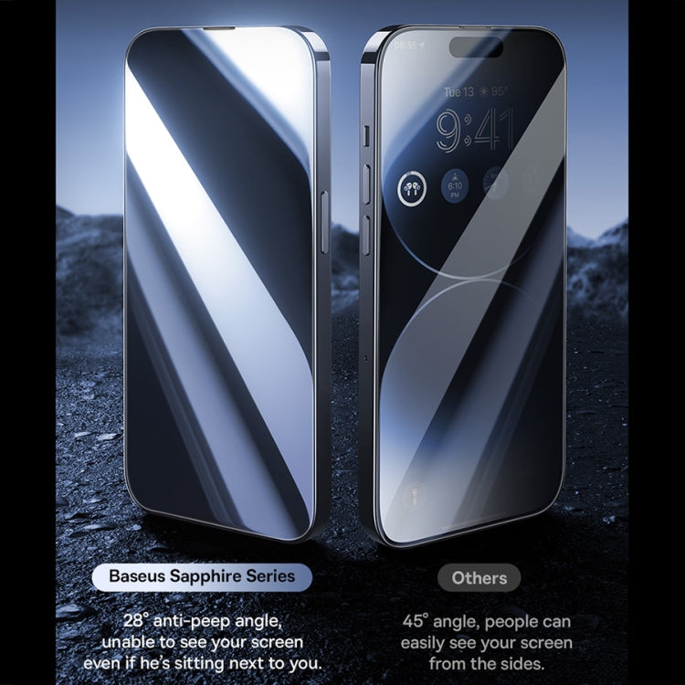 Baseus Sapphire Series Dustproof Peep-proof Tempered Glass Film, For iPhone 15