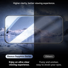 Load image into Gallery viewer, Baseus Sapphire Series Dustproof Peep-proof Tempered Glass Film, For iPhone 15