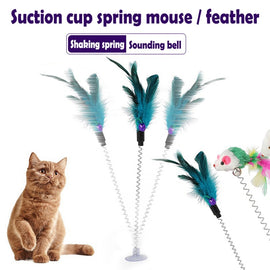 Cat Interactive Stick Feather Toy with Fixed Suction Cup