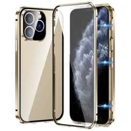 Magnetic Double-buckle HD Tempered Glass Phone Case, For iPhone 11 Pro