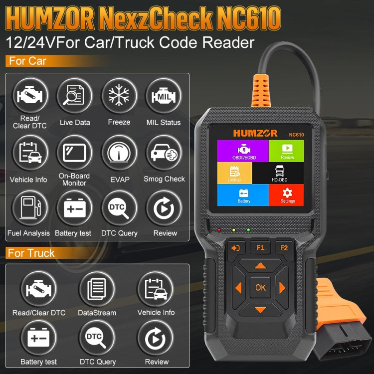 HUMZOR NexzCheck NC610 Car / Truck Code Reader OBD2 Diagnostic Scan Tool