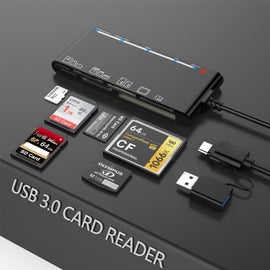 CR7 USB3.0 + Type-C Multi-function Card Reader CF / XD / MS / SD / TF Card 7 in 1, USB3.0 + Type-C