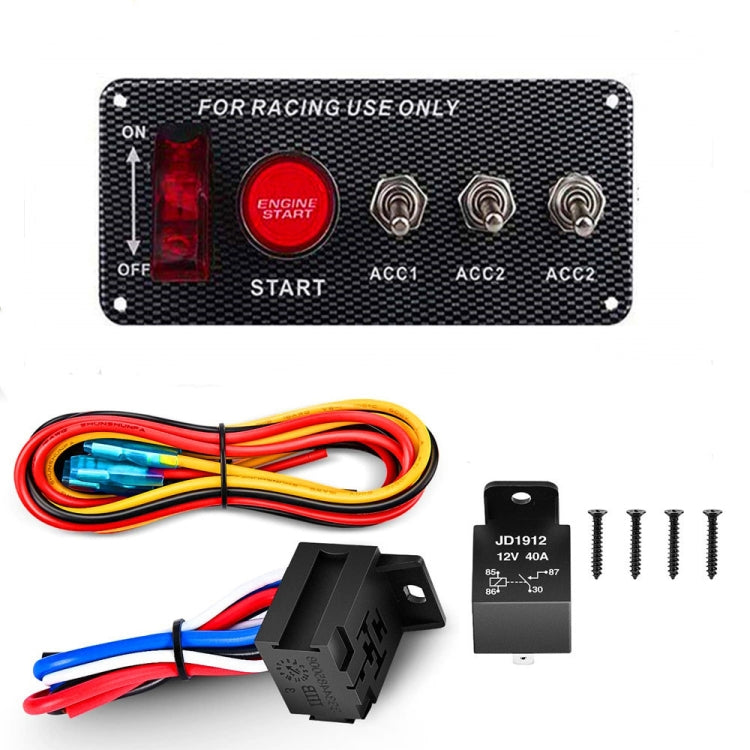 12V Car Racing Ignition Switch Panel with Switch & Engine Start Button & Relay Wiring Harness, 5 in 1, 4 in 1, 2 in 1