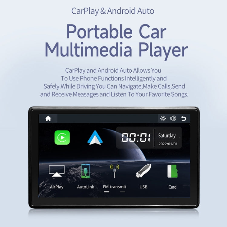 X70-1 Car 7 inch IPS Portable Smart Screen Wireless Screen Projection Carplay Android Auto, without Reversing Camera