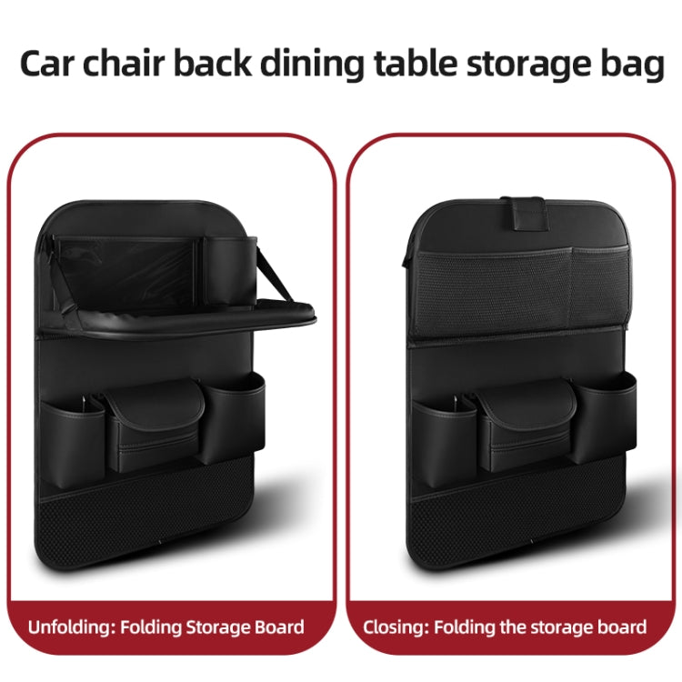 4041 Napa Texture Leather Car Seat Back Storage Bag Folding Dining Table, 4041 (Black), 4041 (Grey), 4041 (Brown)