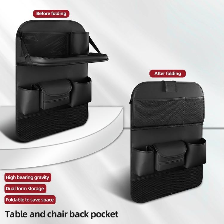 4041 Napa Texture Leather Car Seat Back Storage Bag Folding Dining Table, 4041 (Black), 4041 (Grey), 4041 (Brown)