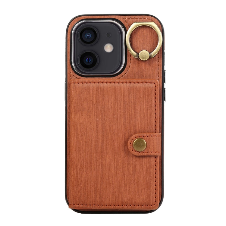 Brushed Texture Wallet Ring Holder Phone Case, For iPhone 13 Pro, For iPhone 13, For iPhone 12 / 12 Pro, For iPhone 12 Pro Max, For iPhone 11