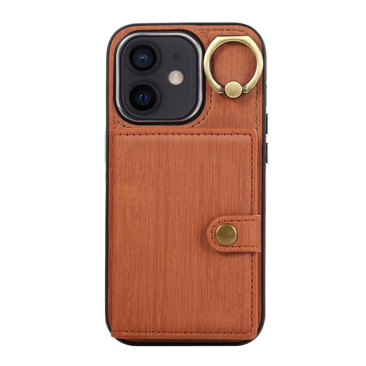 Brushed Texture Wallet Ring Holder Phone Case, For iPhone 13 Pro, For iPhone 13, For iPhone 12 / 12 Pro, For iPhone 12 Pro Max, For iPhone 11