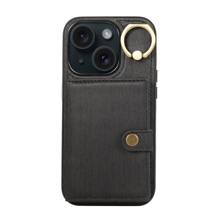 Brushed Texture Wallet Ring Holder Phone Case, For iPhone 15 Pro Max, For iPhone 15 Pro, For iPhone 15 Plus, For iPhone 15, For iPhone 14, For iPhone 14 Pro, For iPhone 14 Pro Max, For iPhone 13 Pro Max