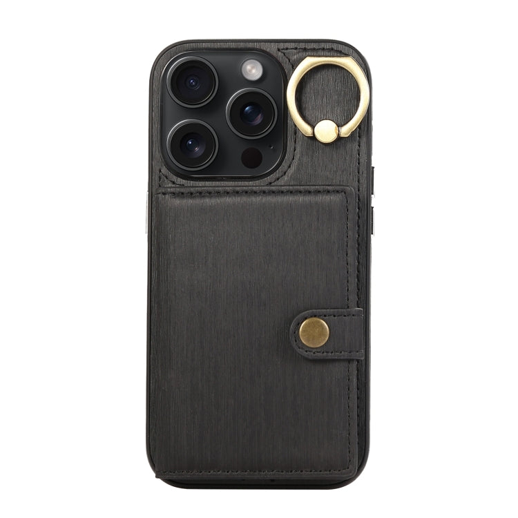 Brushed Texture Wallet Ring Holder Phone Case, For iPhone 15 Pro Max, For iPhone 15 Pro, For iPhone 15 Plus, For iPhone 15, For iPhone 14, For iPhone 14 Pro, For iPhone 14 Pro Max, For iPhone 13 Pro Max