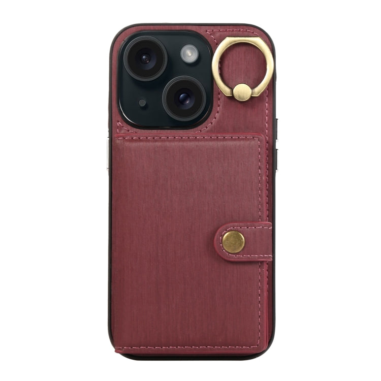 Brushed Texture Wallet Ring Holder Phone Case, For iPhone 15 Pro Max, For iPhone 15 Pro, For iPhone 15 Plus, For iPhone 15, For iPhone 14, For iPhone 14 Pro, For iPhone 14 Pro Max, For iPhone 13 Pro Max