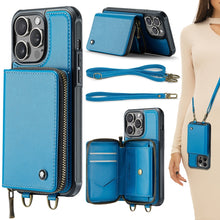 Load image into Gallery viewer, JEEHOOD C22 Series Zipper Wallet Leather Phone Case with Dual Lanyard, For iPhone 17 Pro Max, For iPhone 17 Pro, For iPhone Air, For iPhone 16 Pro Max, For iPhone 16 Pro, For iPhone 16 Plus, For iPhone 16, For iPhone 15 Pro Max